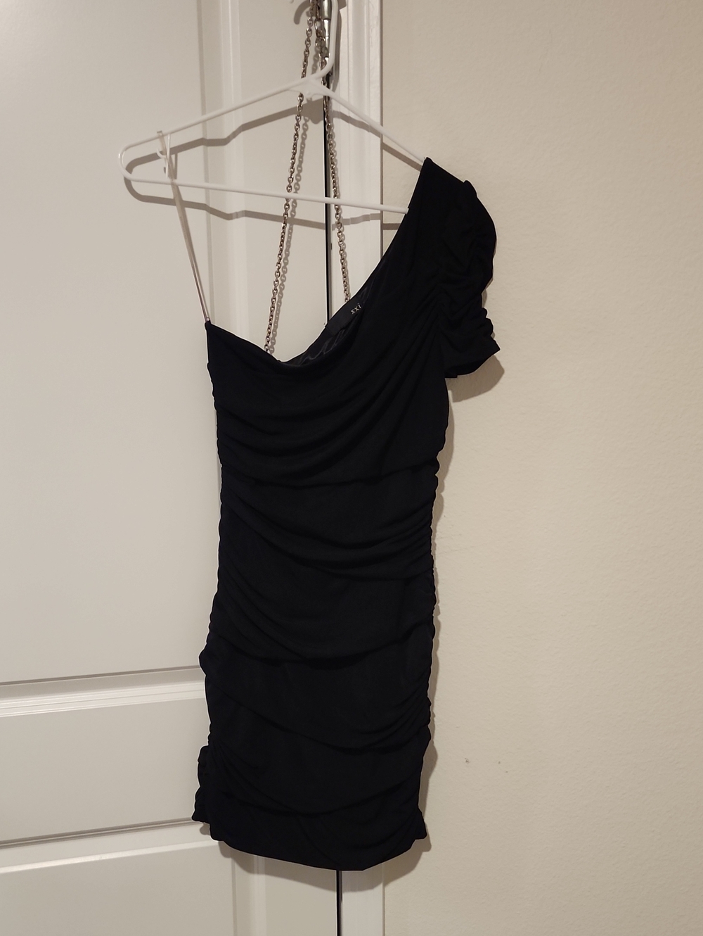 Forever 21 One-Shoulder Black Ruched Bodycon Dress